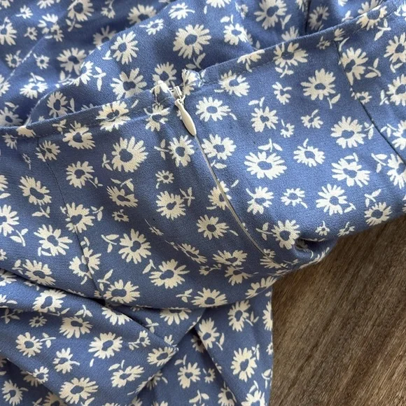 Reformation Zoe Blue Floral Slit Midi Skirt 8P - Picture 6 of 6